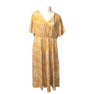 BloomChic Ditsy Floral A Line V Neck Short Flutter Sleeve Midi Dress Sz 18/20
